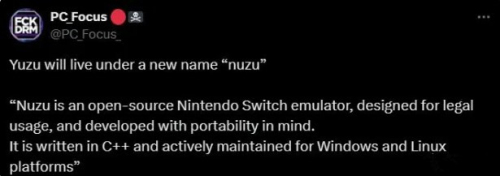 yuzu模拟器复活 yuzu模拟器更名为nuzu模拟器